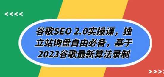 谷歌SEO 2.0实操课，独立站询盘自由必备，基于2023谷歌最新算法录制（94节
